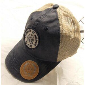 Michigan Wolverines Round Logo on Mesh Trucker Hat Snap Back Collegiate Headwear